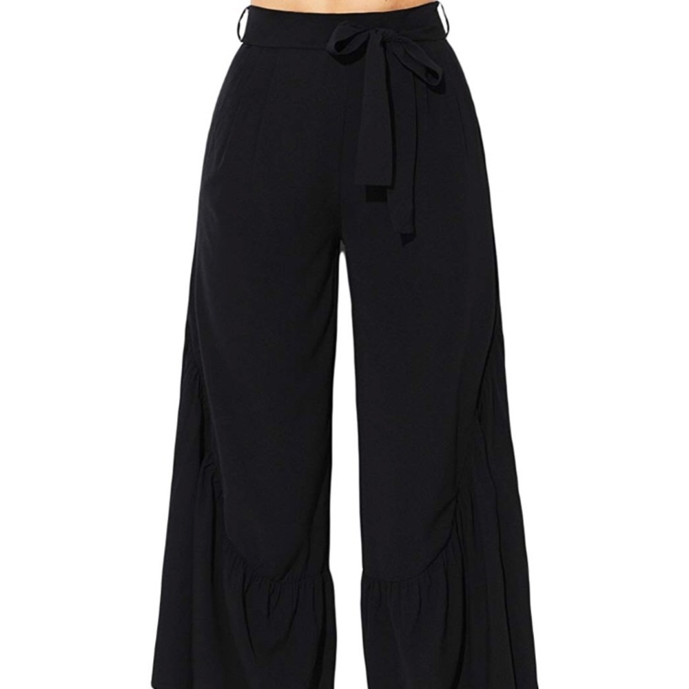 Women's High Waist Ruffle Casual Wide Legs Pants